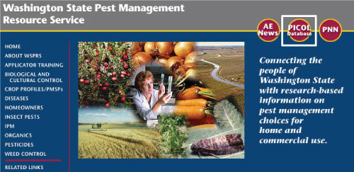 Image of Washington State Pest Management Resource Service home page